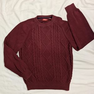 Izod Burgundy Crewneck Cotton Knit Sweater